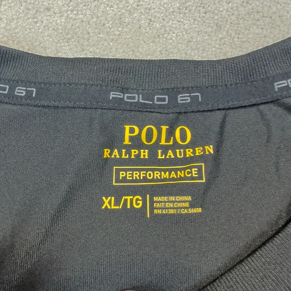 Polo Ralph Lauren XL Mens Black Performance Long Sleeve Shirt Red Pony Logo